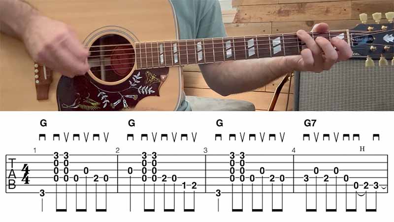 free country bluegrass practice progression 12 bar loop with tablature